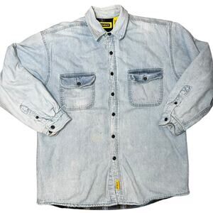 Vintage Stanley fleece lined denim shirt mens L shacket jeans work wear sz large